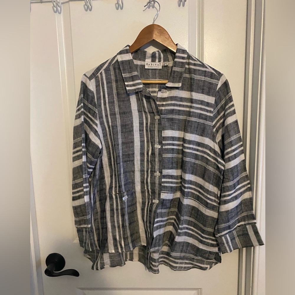 Habitat Linen 3/4 Sleeve Mixed Pattern Shirt